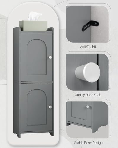 Hzuaneri Bathroom Storage Cabinet, Small Corner Floor Cabinet with 2 Doors