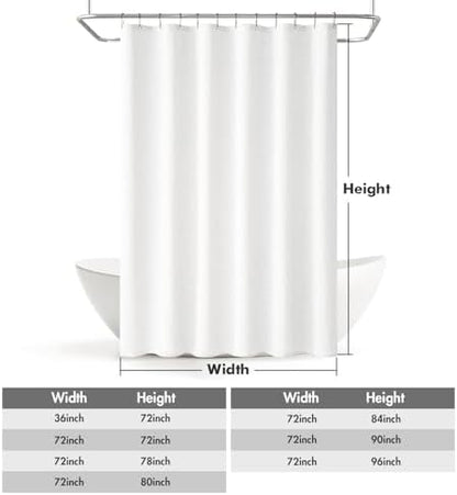 MIULEE W72*L96 Extra Long Linen Shower Curtain White 12 Metal Hooks
