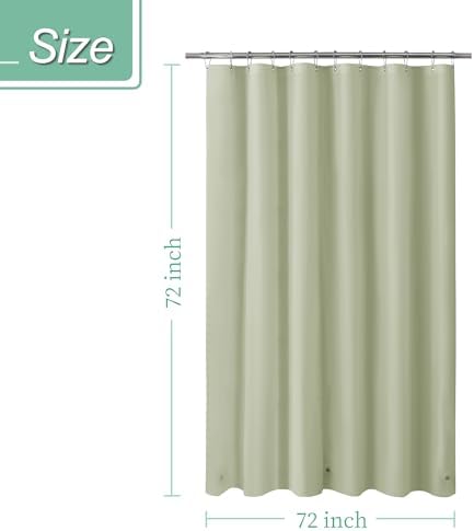 Mrs Awesome Sage Shower Curtain Liner with 3 Magnets, 72x72