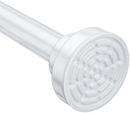 Ausemku Shower Curtain Rod - 32-43 Inch Rustproof Tension Rod, Non-Slip Spring Design, No Drilling Adjustable Curtain Rod for Bathroom, Kitchen, and Closet（White）