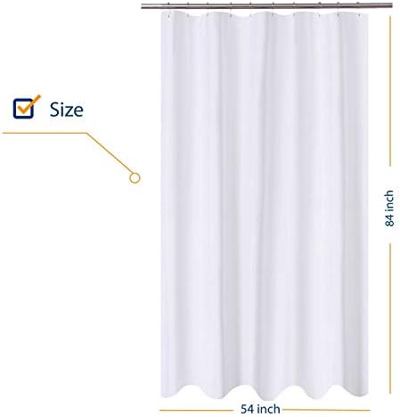 N&Y HOME Extra Long Stall Shower Curtain Liner Fabric 54 x 84 inch, White