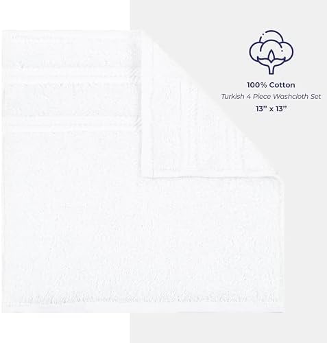 American Soft Linen 100% Cotton Luxury Turkish Towels, 4 PC Washcloth Set