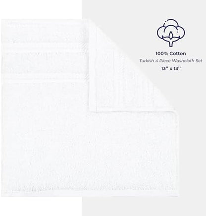 American Soft Linen 100% Cotton Luxury Turkish Towels, 4 PC Washcloth Set