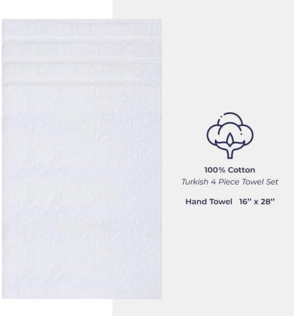 American Soft Linen 100% Cotton Luxury Turkish Towels, 4 PC Hand Towel Set