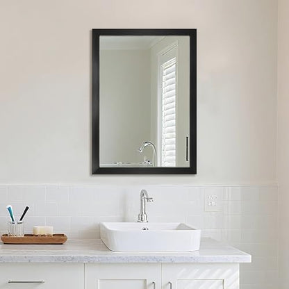 Rectangular Wall Mirror 28x20 Inch Bathroom Mirror for Over Sink, Black