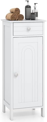 GIANTEX 34.5" Bathroom Cabinet with Drawer & Single Door (White)