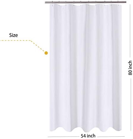 N&Y HOME Fabric Shower Curtain Liner Extra Long Stall Size 54 x 80, White