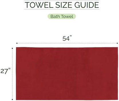 Elegant Comfort 100% Turkish Cotton Corduroy Ribbed Luxury Soft 2 Pack Bath Towels 27 x 54 Inch - Ultra Plush, Absorbent, Quick Dry, Hotel Spa Quality Towels for Bathroom Essentials, Burgundy