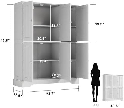 ChooChoo Bathroom Floor Cabinet with 6 Doors and Adjustable Shelves