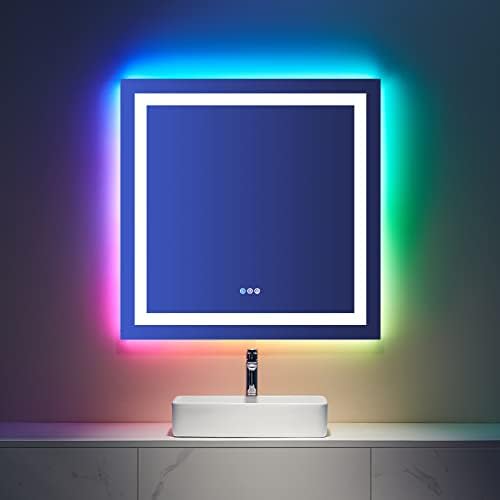 LOAAO 36"X36" RGB LED Bathroom Mirror with Lights, UL Listed