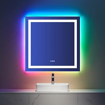 LOAAO 36"X36" RGB LED Bathroom Mirror with Lights, UL Listed