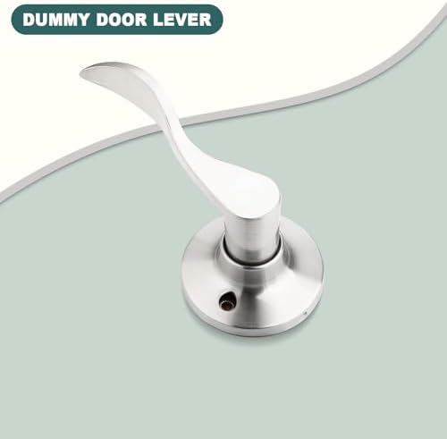 GOBEKOR 10 Pack Dummy Lever Door Handle Satin Nickel Left-Handed Lever Non-Turning Lock Wave Dummy Handle for French Doors Closet Door Pulls