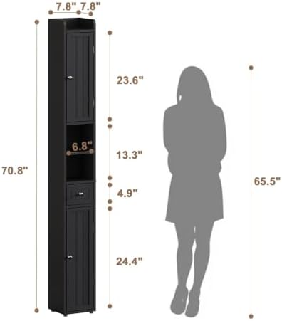ChooChoo Narrow Bathroom Storage Cabinet with Adjustable Shelves and Drawer