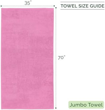 Elegant Comfort 100% Turkish Cotton Corduroy Ribbed Luxury Jumbo Bath Towel Ultra Soft - 35 x 70 Inch - Luxury Spa Premium Hotel Quality Highly Absorbent and Quick Dry Large Bath Towel, Light Pink