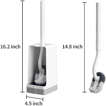Marbarsse Bathroom Toilet Bowl Brush and Holder, Curved Design Dismount Toilet Brush for Deep Cleaning Under Rim, Best Toilet Brush Set, Compact Toilet BowlCleaner Brush for Bathroom, 2 Pack