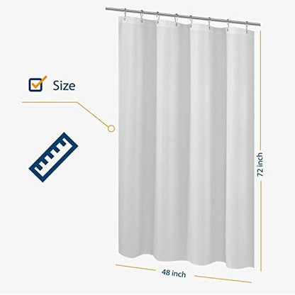 N&Y HOME Fabric Shower Curtain Liner 48 x 72 inches Bath Stall Size, White