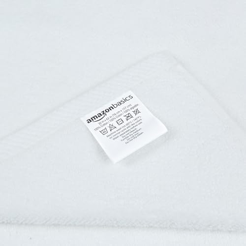 Amazon Basics 2-Piece Quick-Dry Oversize Bath Towel, 100% Cotton, 62" x 30", White