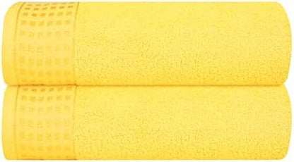 GLAMBURG 100% Cotton 2 Pack Oversized Bath Towel Set 28x55 Inches, Ultra Soft Highly Absorbant Compact Quickdry & Lightweight Large Bath Towels, Ideal for Gym Travel Camp Pool - Lime Yellow