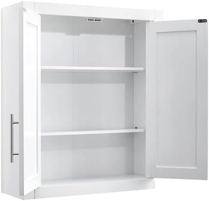 Crosley Furniture Savannah Wall Mounted Bathroom Storage Medicine Cabinet with Shelves, Snow