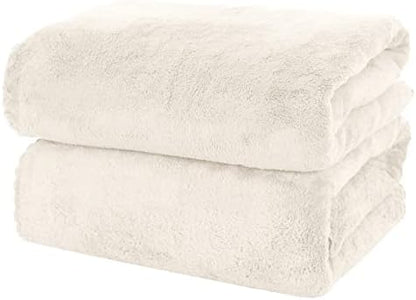 MOONQUEEN 2 Pack Premium Bath Towel Set - Quick Drying - Microfiber Coral Velvet Highly Absorbent Towels - Multipurpose Use as Bath Fitness, Bathroom, Shower, Sports, Yoga Towel (Cream)