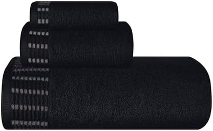 BELIZZI HOME Ultra Soft 3 Pack Cotton Towel Set, Contains a Bath Towels 28x55 inch, a Hand Towels 16x24 inch & a Wash Cloths 12x12 inch, Ideal Everyday use, Compact & Lightweight - Black