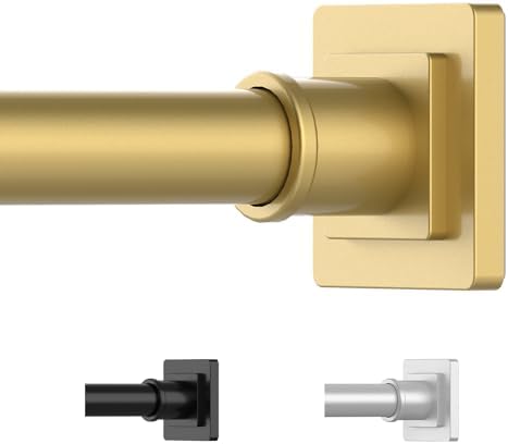 UIOSANRT Tension Shower Curtain Rod 31-92 Inches Non-Slip Shower Rod Tension Mounted No Drill Gold Shower Curtain Rods Spring Tension Rod for Windows Bathroom
