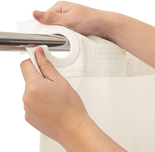 RiverDream Heavyweight Waffle No Hook Shower Curtain with Liner,Cream,71x74
