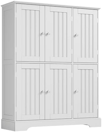 ChooChoo Bathroom Floor Cabinet with 6 Doors and Adjustable Shelves