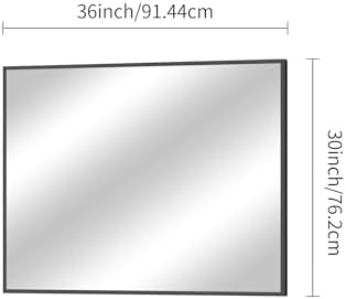 BONEWEI Bathroom Mirror,30x36 inch Wall Mirror for Bathroom Wall Mounted Black Rectangle Square Corner Mirrors, Black Bathroom Mirror for Living Room, Farmhouse, Bedroom Entryway, Horizontal/Vertical