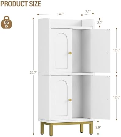 Hzuaneri Bathroom Cabinet, Small Storage Cabinet with 4 Doors