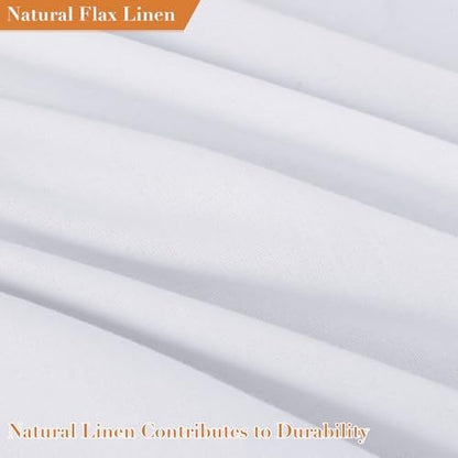 Nanspring Extra Long White Boho Linen Shower Curtain 96 Inches Tassel Neutral Textured Cloth Shower Curtain Set with Hooks Rustic Elegant Shower Curtain for Bathroom Water Repellent 72x96, White