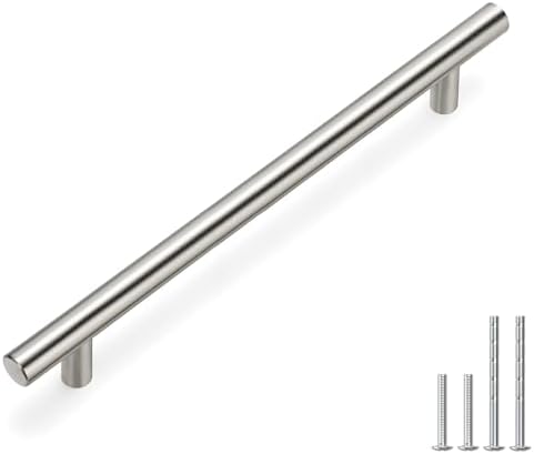 homdiy 5 Pack Brushed Nickel Cabinet Hardware Cabinet Pulls - HD201SN Cupboard Handles Modern Cabinet Door Handles 7-1/2inch Hole Center Modern T-Bar Pulls