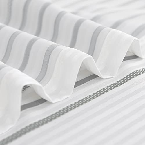 jinchan Grey and White Shower Curtain for Bathroom Modern Farmhouse Striped Waterproof Fabric Shower Curtain Set with 12 Hooks Machine Washable 70x72 Inches