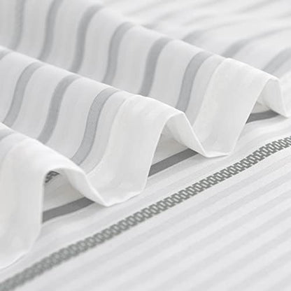 jinchan Grey and White Shower Curtain for Bathroom Modern Farmhouse Striped Waterproof Fabric Shower Curtain Set with 12 Hooks Machine Washable 70x72 Inches