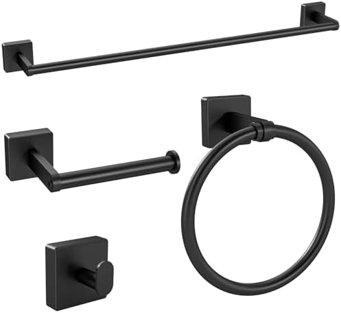 KLJKPA Black Bathroom Accessories Set, 24 inch Towel Racks for Bathroom