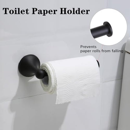 4 Piece Antique Bathroom Hardware Accessories Set Matte Black,24 Inch Towel Bar Set,Towel Rack Set,Bathroom Towel Holder Set
