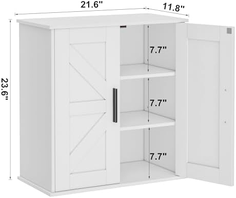 Homleke Bathroom Wall Cabinet, Medicine Cabinet with Adjustable Shelves