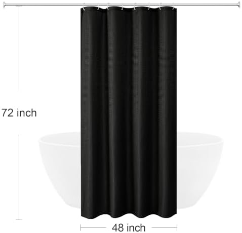 Gibelle Small Stall Black Fabric Shower Curtain, 48 x 72