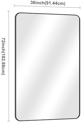 DESBING 60" x 36"Bathroom Mirror, Matte Black Wall Mirror with Metal Frame, Decorative Rectangular Vanity Mirror for Bedroom Bathroom Living Room Entryway (Horizontal/Vertical)