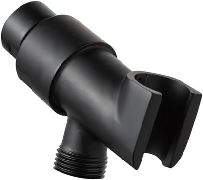 OFFO Shower Head Holder for Handheld Shower Head, Adjustable Shower Arm Mount for Connecting Shower Arm and Shower Hose, 1/2 Inch IPS Female Inlet and Male Outlet, Matte Black Finish
