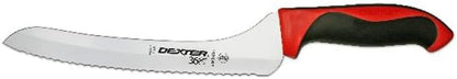 Dexter-Russell 9” Scalloped Offset Slicer with Red Handle – S360-9SCR, High-Carbon Stainless Steel Blade, Ergonomic Non-Slip Grip, NSF Certified, Color-Coded for Food Safety – Made in the USA