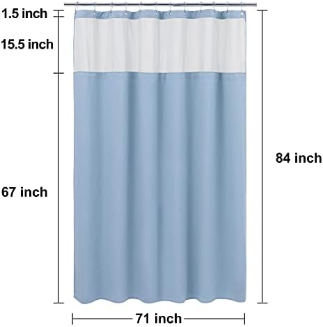 N&Y HOME Extra Long Waffle Shower Curtain with Snap-in Liner Blue, 71x84