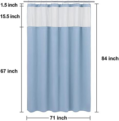 N&Y HOME Extra Long Waffle Shower Curtain with Snap-in Liner Blue, 71x84