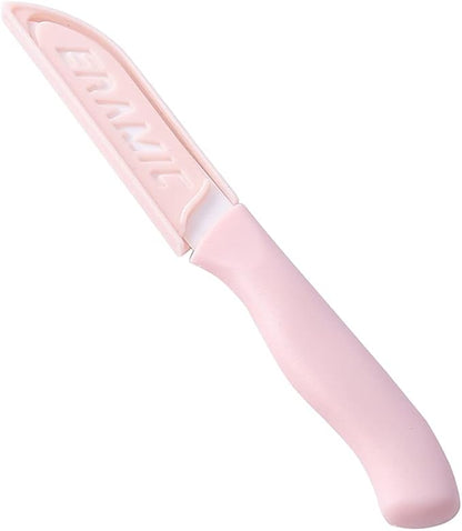 6 Pack Ceramic Paring Knife with Knife Cover, Lightweight Ceramic Knives, Fruit and Vegetable Small Knife (Pink)