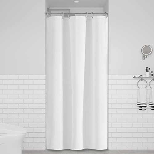 BTTN Stall Linen Textured Waterproof Cloth Shower Curtain Set, 36x72, White