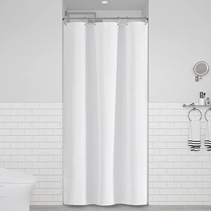BTTN Stall Linen Textured Waterproof Cloth Shower Curtain Set, 36x72, White