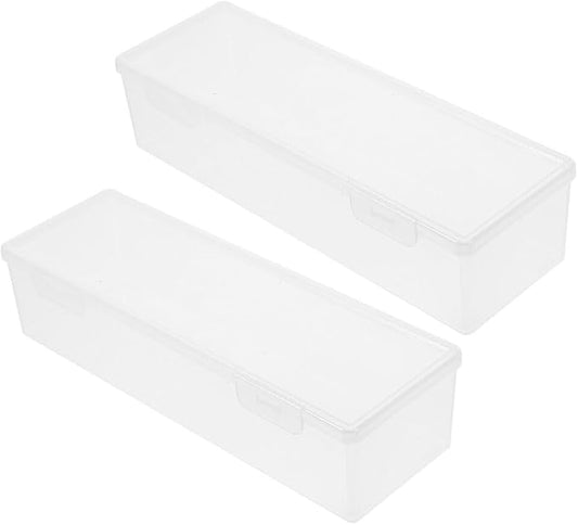 2-Pack Airtight Refrigerator Food Storage Boxes 11.81X3.93X2.83In Rectangular Crisper Containers for Fresh Fruits Vegetables Snacks Kitchen Organization