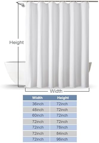 OWENIE White Shower Curtain for Bathroom 72 Inches Long, 3D Embossed Textured Fabric Farmhouse Shower Curtain Soft Cloth, Water Repellent, Machine Washable, Hotel Style, 60" W x 72" L, White