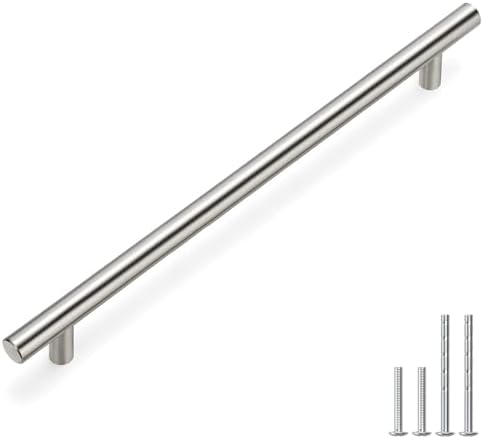 homdiy 20 Pack Cabinet Pulls Modern Drawer Pulls HD201SN Cabinet Hardware Stainless Steel Cabinet Handles 10in Hole Centers Round Bar for Kitchen Cabinets, Cupboard Handles