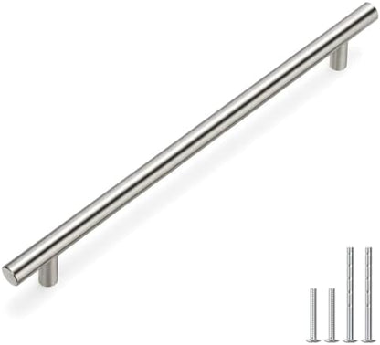 homdiy 20 Pack Cabinet Pulls Modern Drawer Pulls HD201SN Cabinet Hardware Stainless Steel Cabinet Handles 10in Hole Centers Round Bar for Kitchen Cabinets, Cupboard Handles